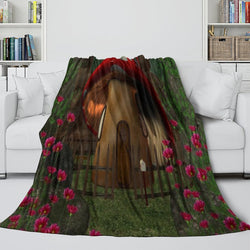 Mushroom House Blanket Flannel Throw Room Decoration (Online Order Only)