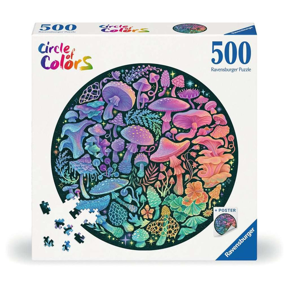 Mushrooms "Circle of Colors" 500 Piece Round Jigsaw Puzzle Ravensburger (ONLINE ORDER ONLY)
