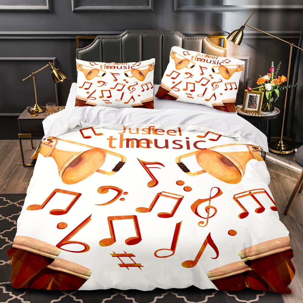 Music Print Bedding Set Quilt Duvet Covers Without Filler (Online Order Only)