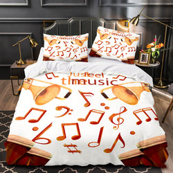 Music Print Bedding Set Quilt Duvet Covers Without Filler (Online Order Only)