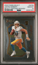 Graded 2020 Panini Select Justin Herbert #SCR4 Select Certified Rookies Rookie RC Football Card PSA 10 Gem Mint (ONLINE ORDER ONLY)