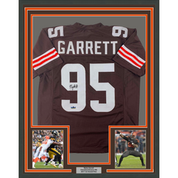 Framed Facsimile Autographed Myles 35x39 Garrett Cleveland Brown Reprint Laser Auto Football Jersey (ONLINE ORDER ONLY)
