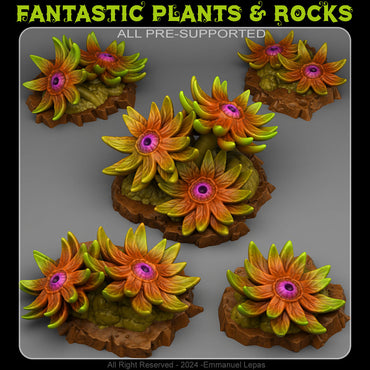 3D Printed Fantastic Plants and Rocks Mystic Eye Flowers 28mm - 32mm D&D Wargaming (Online Only)