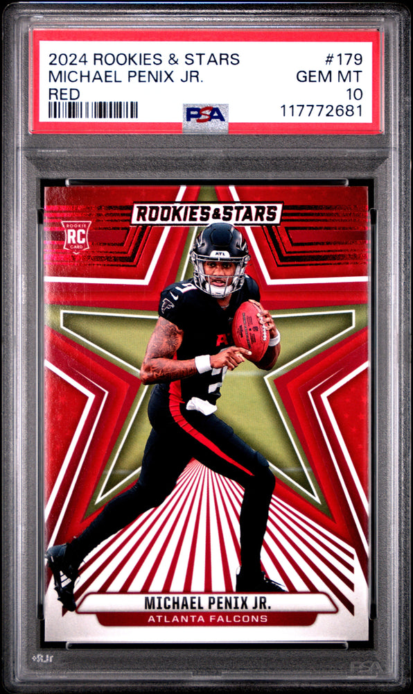 Graded 2024 Panini Rookies & Stars Michael Penix Jr #179 Red Rookie RC Football Card PSA 10 Gem Mint (ONLINE ORDER ONLY)