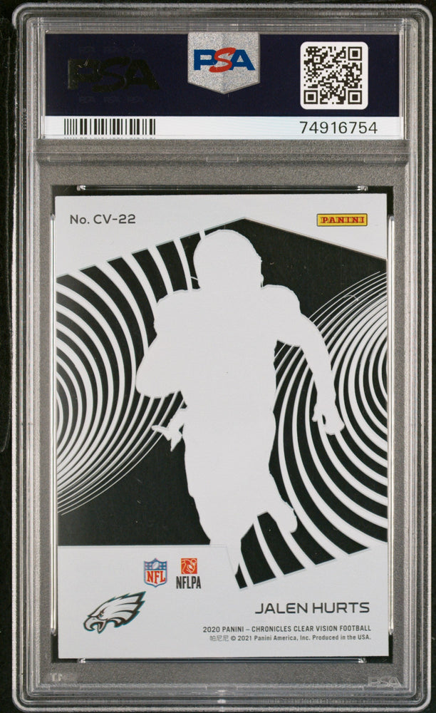 Graded 2020 Panini Chronicles Jalen Hurts #CV22 Clear Vision Rookies Rookie RC Football Card PSA 10 Gem Mint (ONLINE ORDER ONLY)