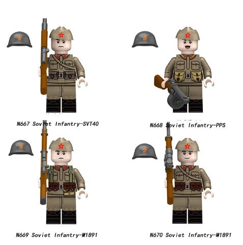 Soviet Infantry SVT40 Minifig 4pc (ONLINE ORDER ONLY)