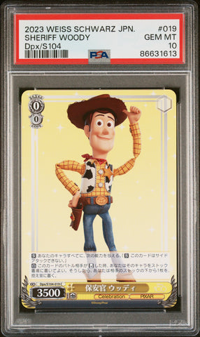 2023 WEISS SCHWARZ JAPANESE DISNEY 100 SHERIFF WOODY Dpx/S104 19 PSA 10 (Online Order Only)