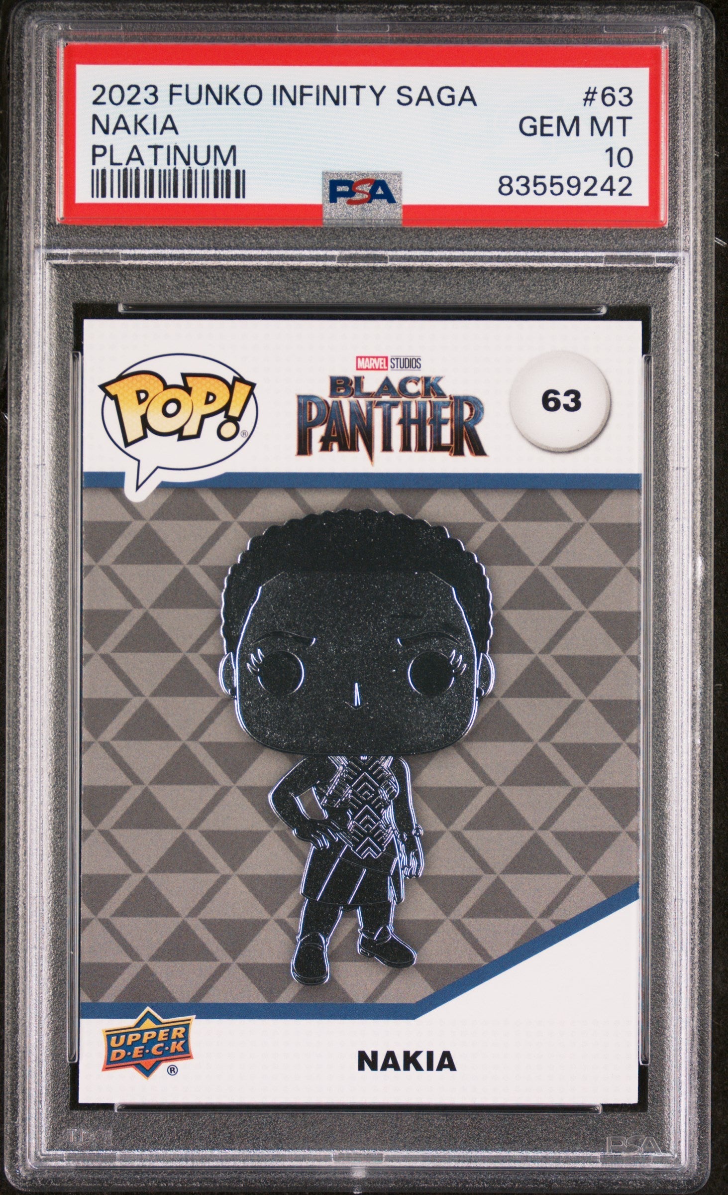 2023 UPPER DECK FUNKO POP MARVEL  NAKIA PLATINUM #63  PSA 10 (Online Order Only)