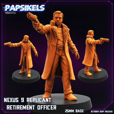 3D Printed Papsikels Nexus 9 Replicant Retirement Officer Set October 2024 Cyberpunk 28mm 32mm (Online Only)