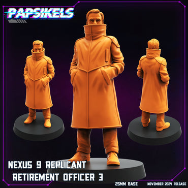 3D Printed Papsikels Nexus 9 Replicant Retirement Officer Nov 2024 Cyberpunk 28mm 32mm (Online Only)