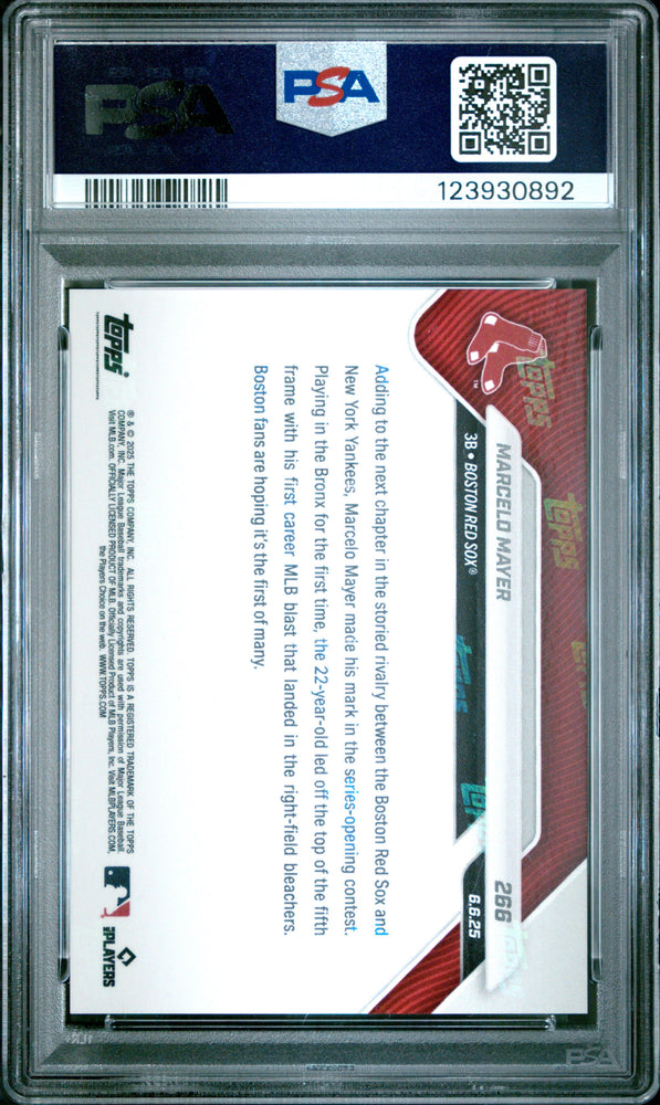 Graded 2025 Topps Now Marcelo Mayer #266 Rookie RC Baseball Card PSA 9 Mint (ONLINE ORDER ONLY)
