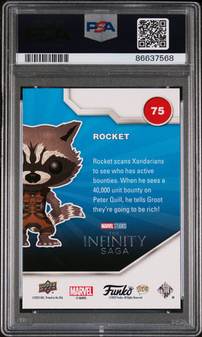 2023 UPPER DECK FUNKO POP MARVEL  ROCKET GOLD #75  PSA 10 (Online Order Only)