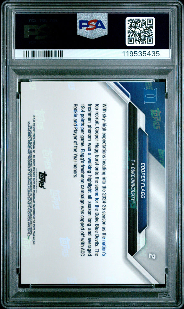 Graded 2024 Topps Bowman U Now Cooper Flagg #2 March Madness Black Rookie RC Basketball Card PSA 10 Gem Mint (ONLINE ORDER ONLY)