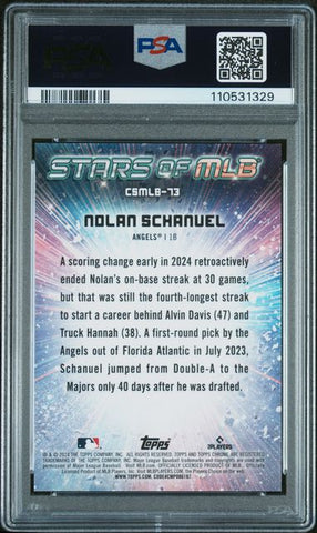 Graded 2024 Topps Nolan Schanuel #CSMLB73 /75 Stars of MLB Chrome Red Refractor Rookie RC Baseball Card PSA 10 Gem Mint (ONLINE ORDER ONLY)