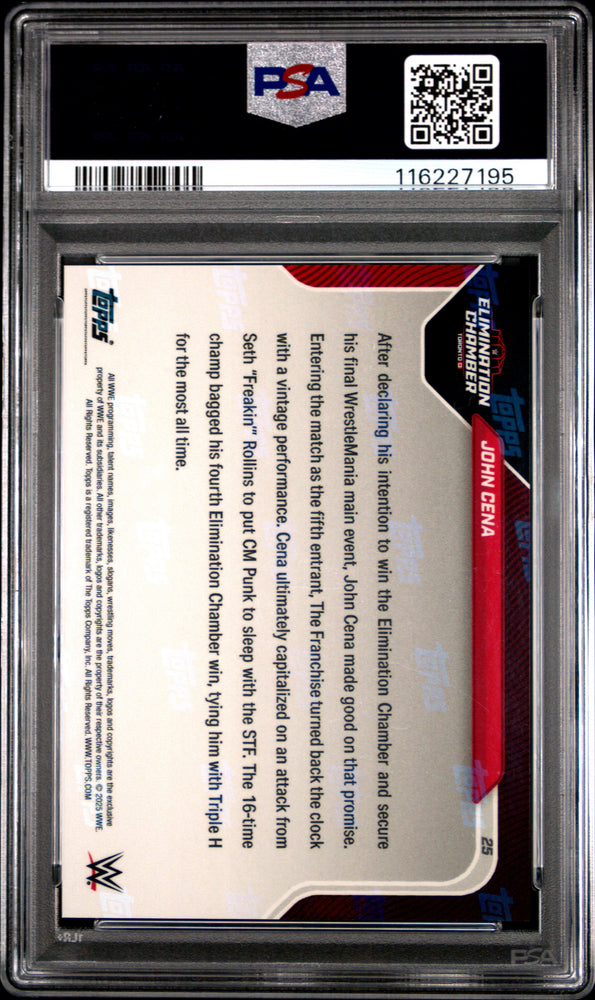 Graded 2025 Topps Now WWE John Cena #25 Wrestling Card PSA 10 Gem Mint (ONLINE ORDER ONLY)