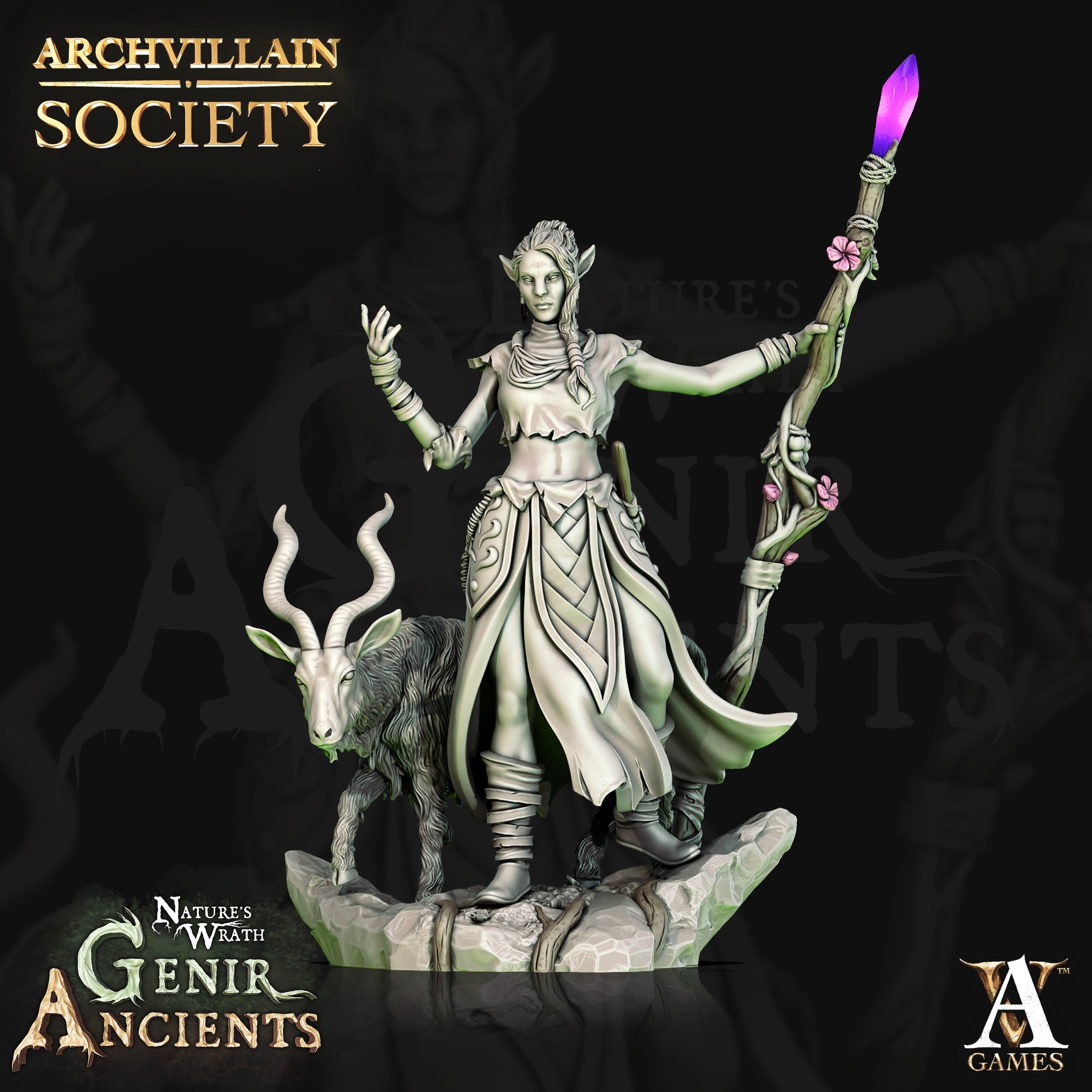 3D Printed Archvillain Games Archvillain Society Vol. X - Qinwari the Wild 28mm 32mm D&D (Online Only)