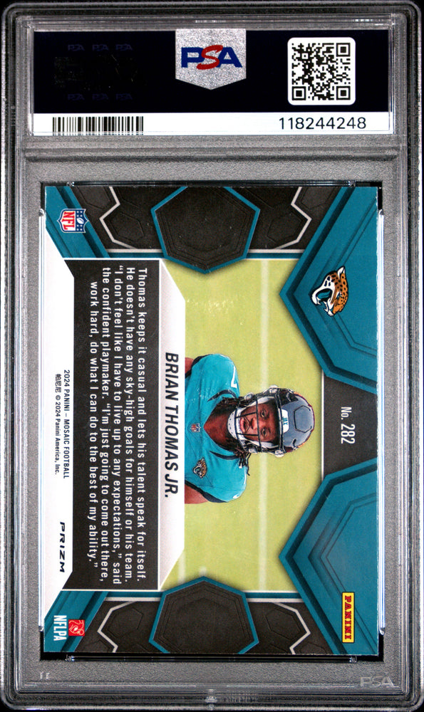 Graded 2024 Panini Mosaic Brian Thomas Jr #282 Green Rookie RC Football Card PSA 10 Gem Mint (ONLINE ORDER ONLY)