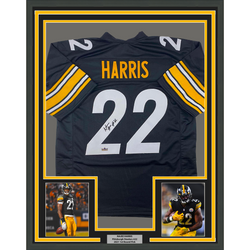Framed Facsimile Autographed Najee Harris 35x39 Pittsburgh Black Reprint Laser Auto Football Jersey (ONLINE ORDER ONLY)