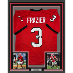 Framed Facsimile Autographed Nate Frazier 35x39 Georgia Red Reprint Laser Auto College Football Jersey (ONLINE ORDER ONLY)