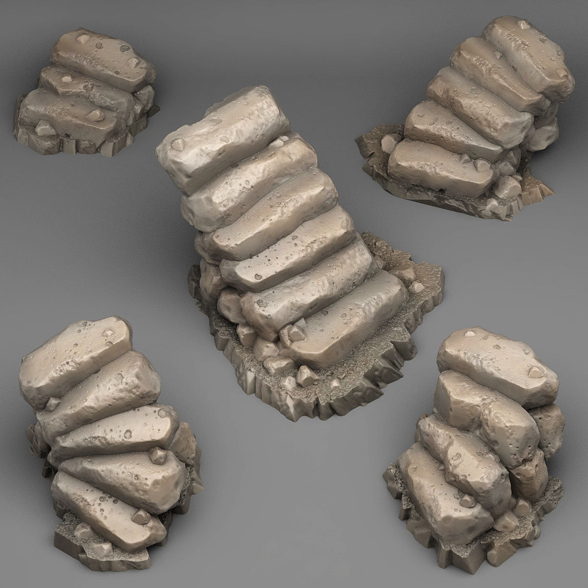 3D Printed Fantastic Plants and Rocks Natural Stone Stairs 28mm - 32mm D&D Wargaming (Online Only)