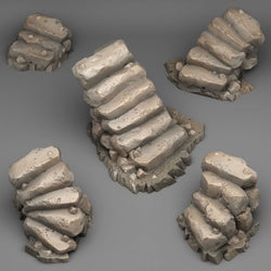 3D Printed Fantastic Plants and Rocks Natural Stone Stairs 28mm - 32mm D&D Wargaming (Online Only)