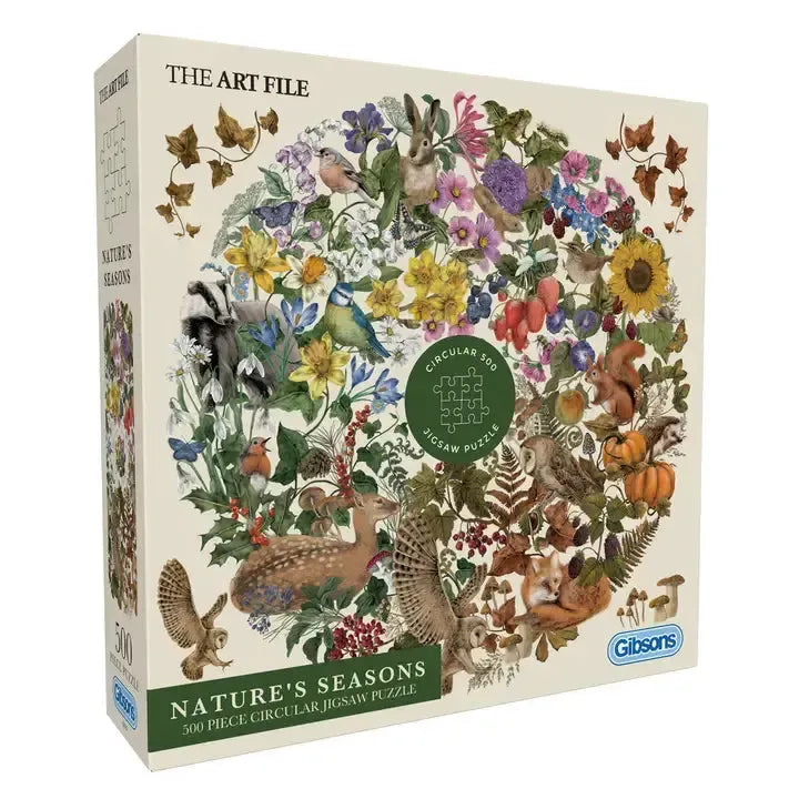 Nature's Season 500 Piece Round Jigsaw Puzzle Gibsons