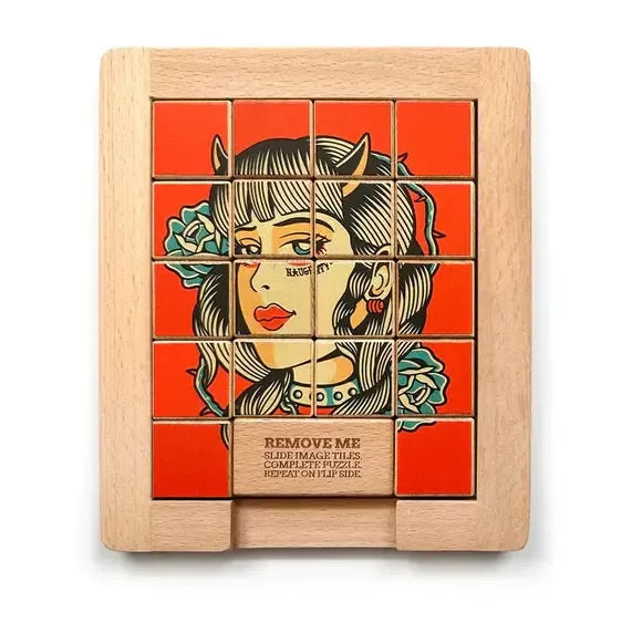 Naughty vs Nice Dualities Sliding Wood Puzzle Trove