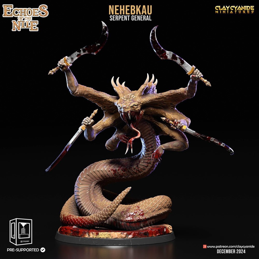 3D Printed Clay Cyanide Nehebkau Serpent General Echoes of the Nile 28 32 mm D&D (Online Only)