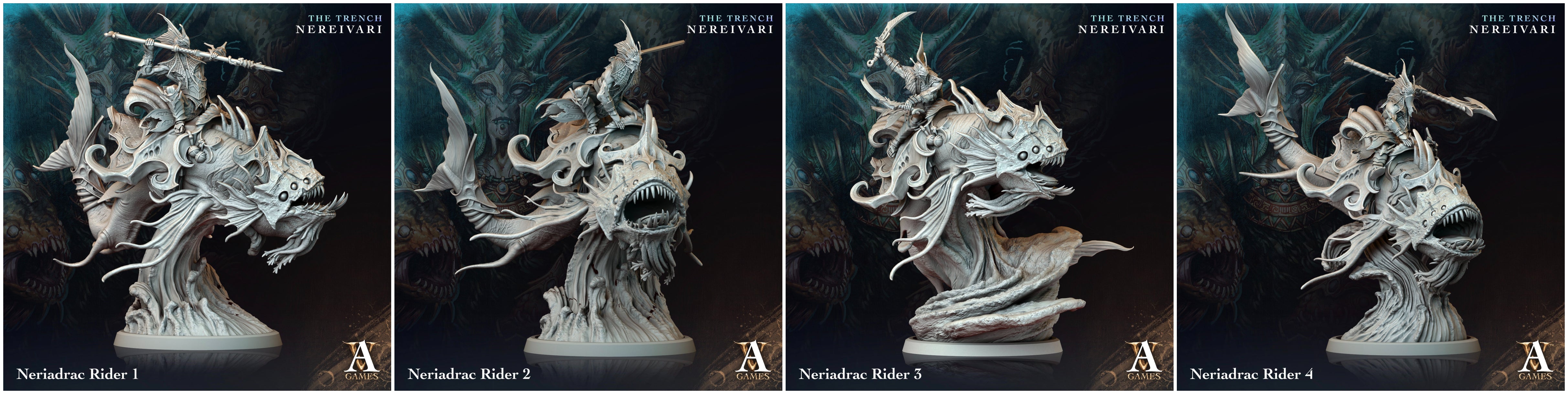 3D Printed Archvillain Games Neriadrac Rider The Trench Nereivari Archvillain Society Vol XXXV 28 32mm D&D (Online Only)