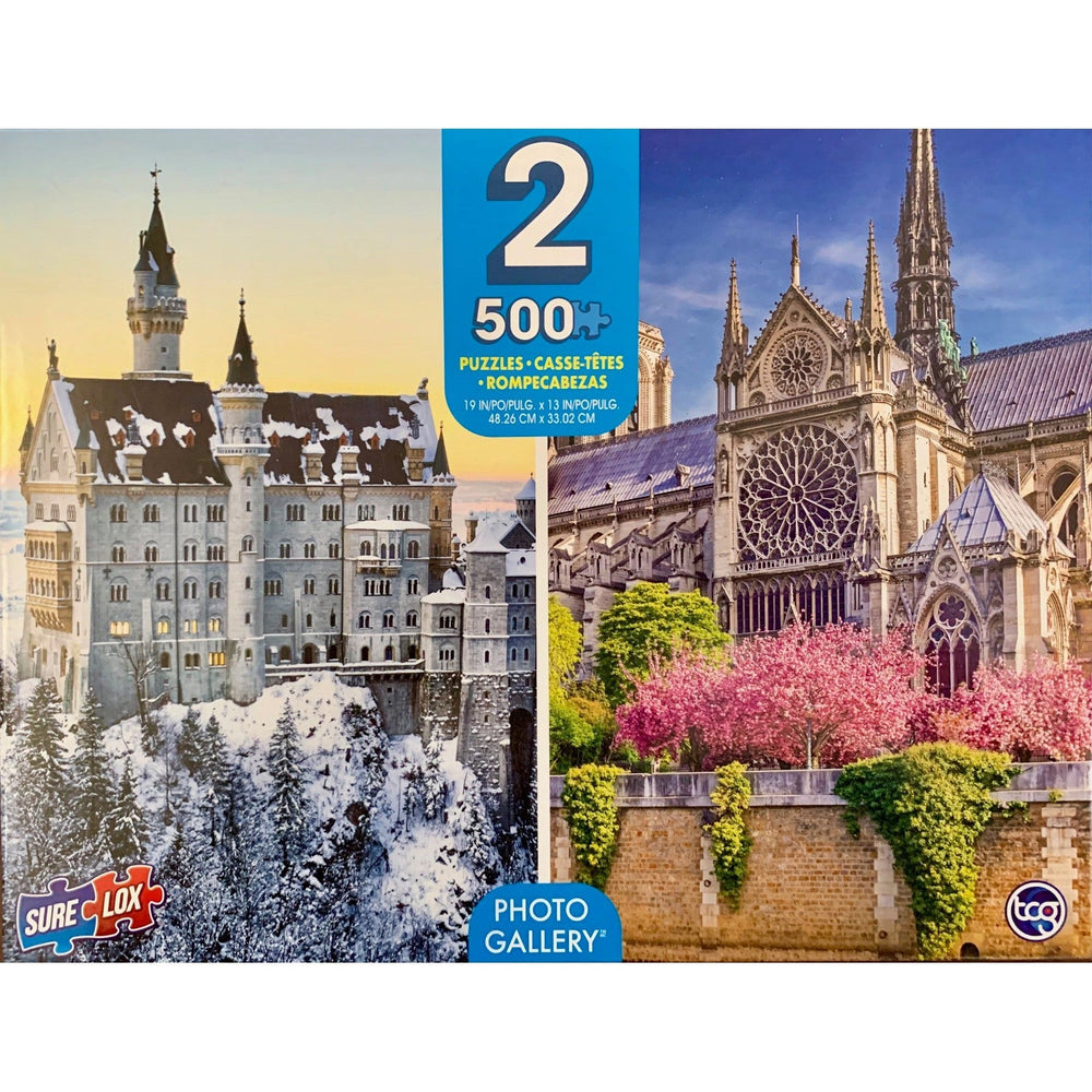 Neuschwanstein & Notre Dame 2 Pack 500 Piece Jigsaw Puzzles Sure Lox (ONLINE ORDER ONLY)