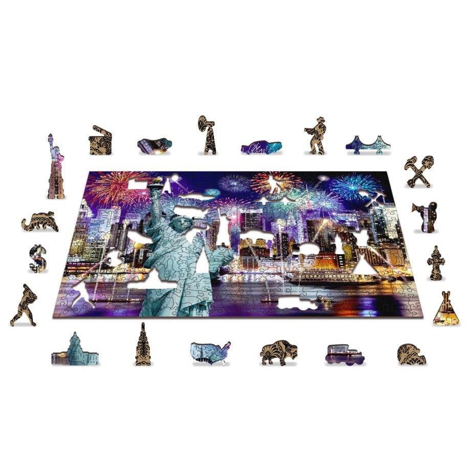 New York by Night 400 Piece Wood Jigsaw Puzzle Wooden City (ONLINE ORDER ONLY)
