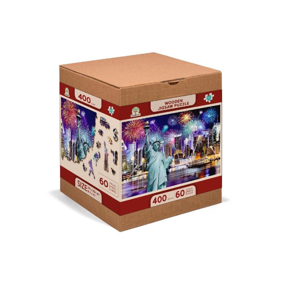 New York by Night 400 Piece Wood Jigsaw Puzzle Wooden City (ONLINE ORDER ONLY)