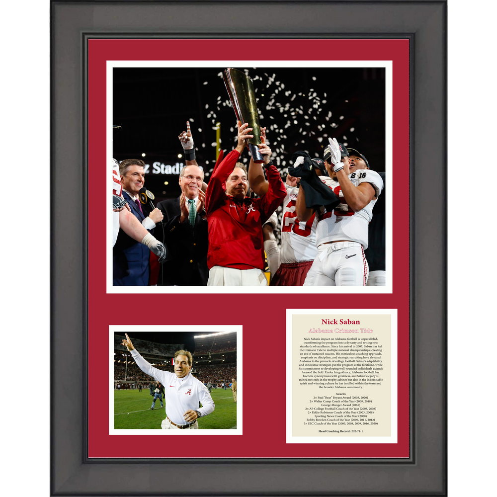 Framed Nick Saban Alabama Crimson Tide 11"x14" College Football Three Photo Collage (ONLINE ORDER ONLY)