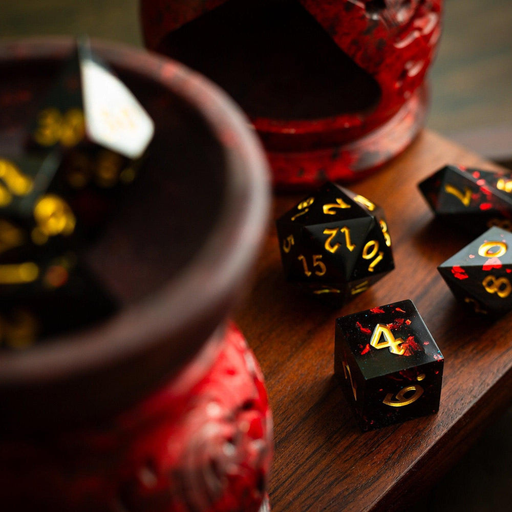 Night Blood Handmade Resin DND Dice Set (ONLINE ORDER ONLY)