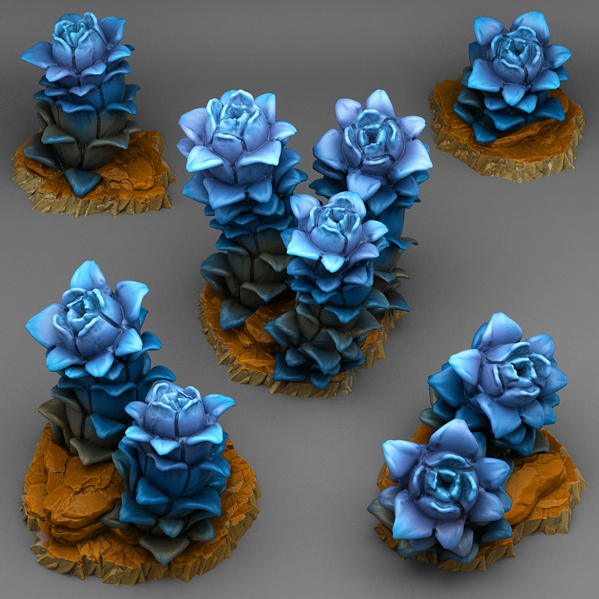3D Printed Fantastic Plants and Rocks Night Desert Plants 28mm - 32mm D&D Wargaming (Online Only)