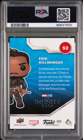 2023 UPPER DECK FUNKO POP MARVEL  ERIK KILLMONGER PLATINUM #52  PSA 10 (Online Order Only)