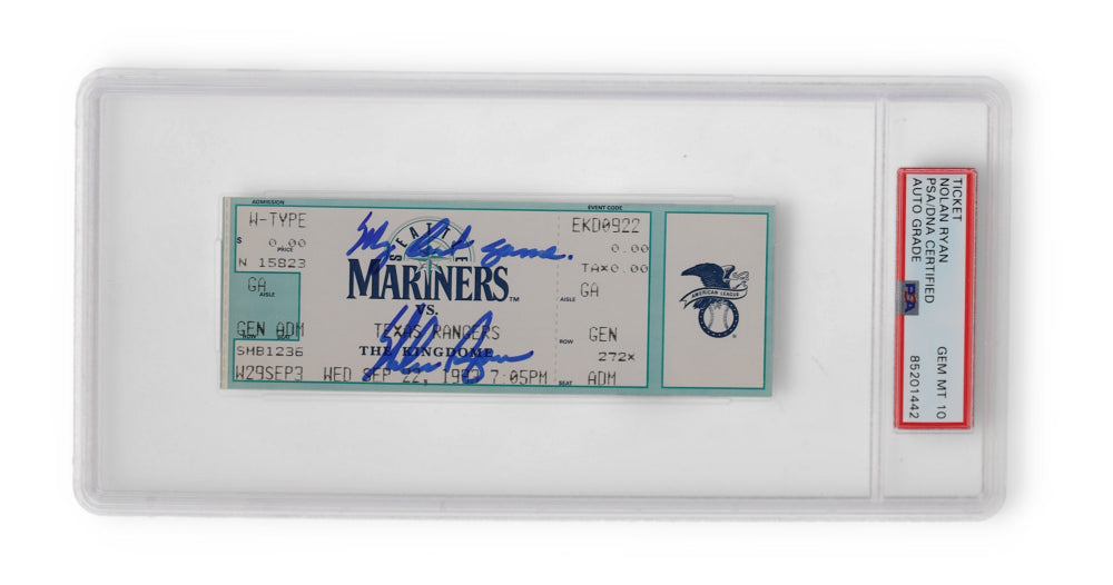 Nolan Ryan Signed September 22, 1993 Original Last Game Ticket Inscribed "My Last Game" PSA 10 (ONLINE ORDER ONLY)