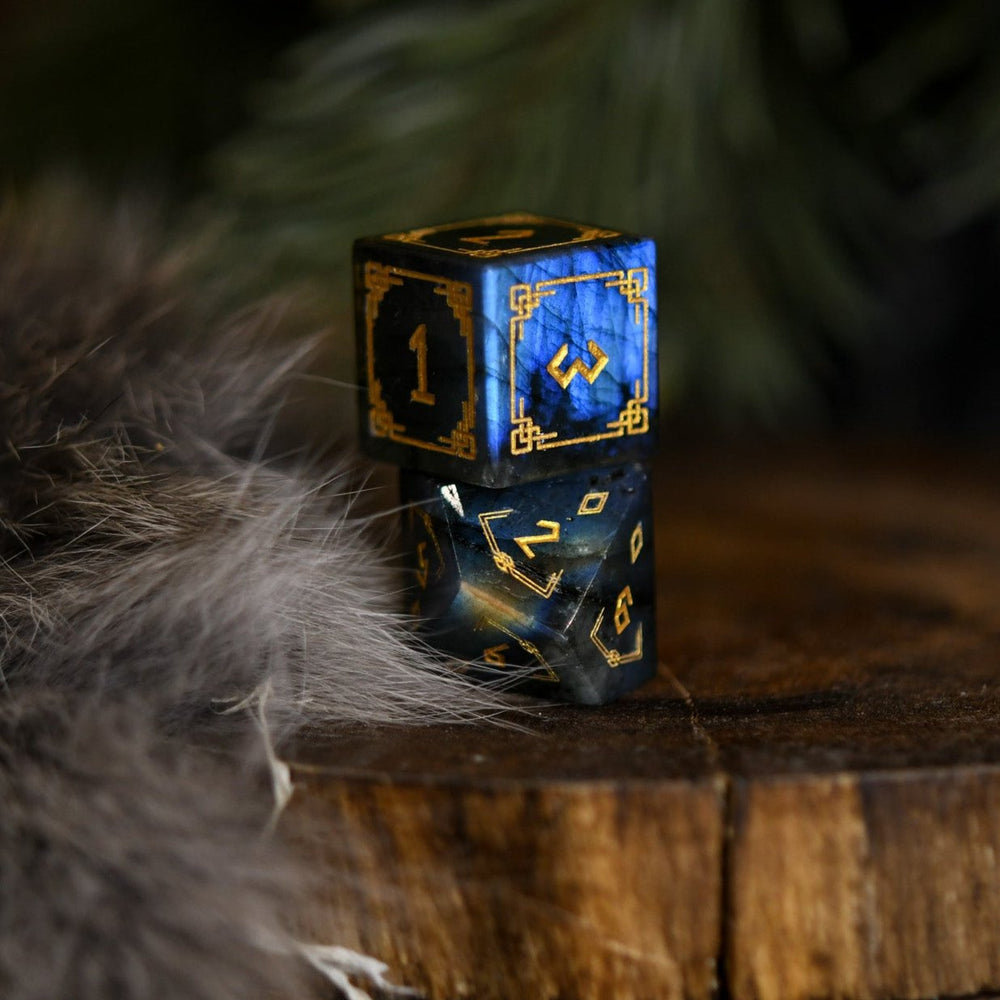 Pre-Order || Nordic Black Labradorite Stone Dice Set