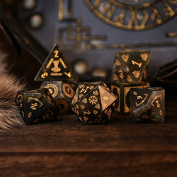 Nordic Black Labradorite Stone Dice Set - Dice Around the World Collection (ONLINE ORDER ONLY)