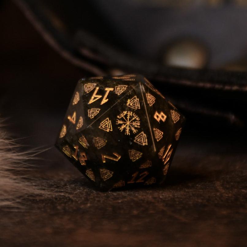Nordic Black Labradorite Stone Dice Set - Dice Around the World Collection (ONLINE ORDER ONLY)