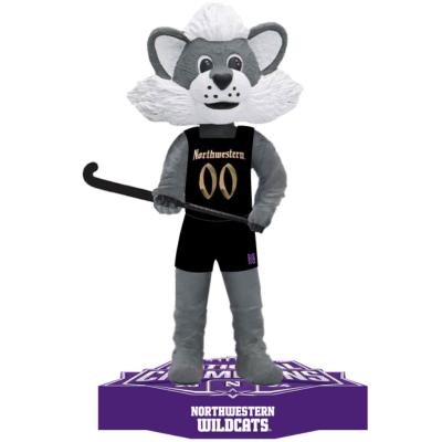 Willie the Wildcat Northwestern Wildcats Mascot 2024 Field Hockey National Champions Bobbleheads (Presale) (ONLINE ORDER ONLY)