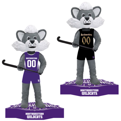 Willie the Wildcat Northwestern Wildcats Mascot 2024 Field Hockey National Champions Bobbleheads (Presale) (ONLINE ORDER ONLY)