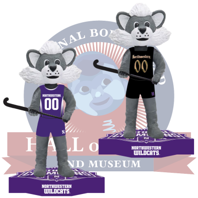 Willie the Wildcat Northwestern Wildcats Mascot 2024 Field Hockey National Champions Bobbleheads (Presale) (ONLINE ORDER ONLY)