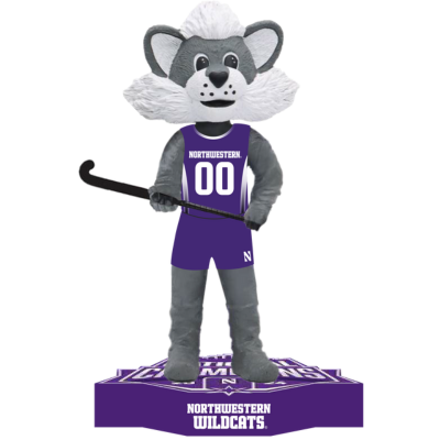 Willie the Wildcat Northwestern Wildcats Mascot 2024 Field Hockey National Champions Bobbleheads (Presale) (ONLINE ORDER ONLY)
