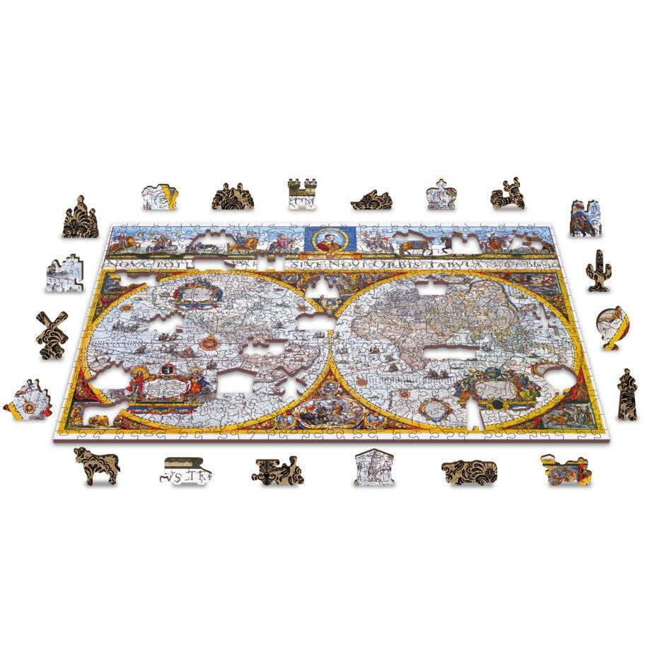 Nova Terrarum Antique Map 505 Piece Wood Jigsaw Puzzle Wooden City (ONLINE ORDER ONLY)