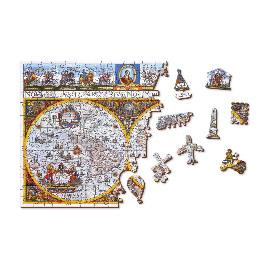 Nova Terrarum Antique Map 505 Piece Wood Jigsaw Puzzle Wooden City (ONLINE ORDER ONLY)