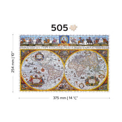 Nova Terrarum Antique Map 505 Piece Wood Jigsaw Puzzle Wooden City (ONLINE ORDER ONLY)