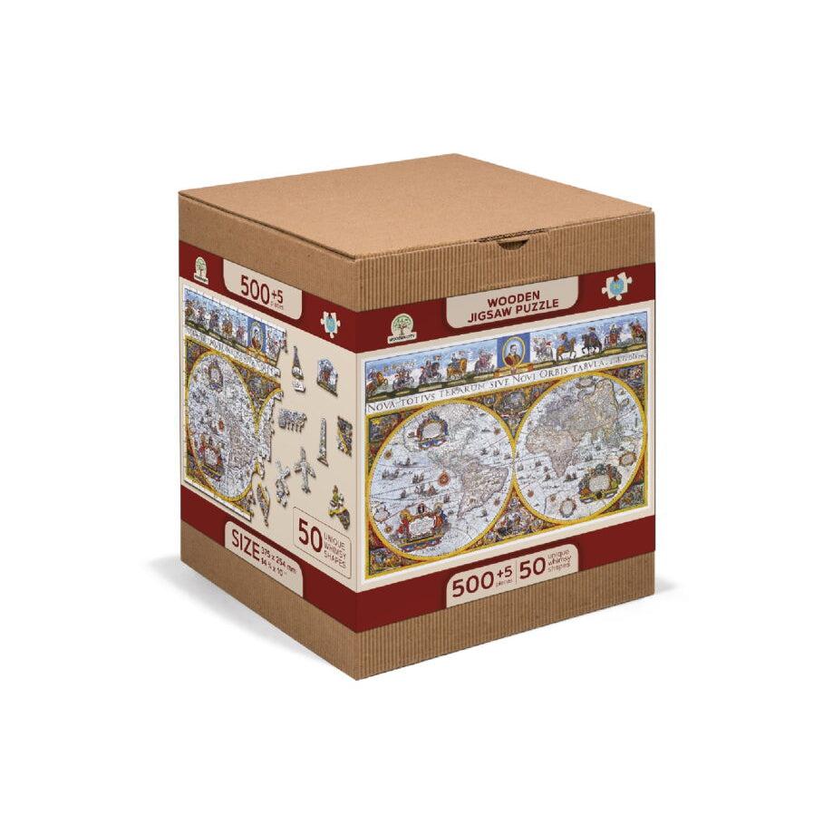 Nova Terrarum Antique Map 505 Piece Wood Jigsaw Puzzle Wooden City (ONLINE ORDER ONLY)