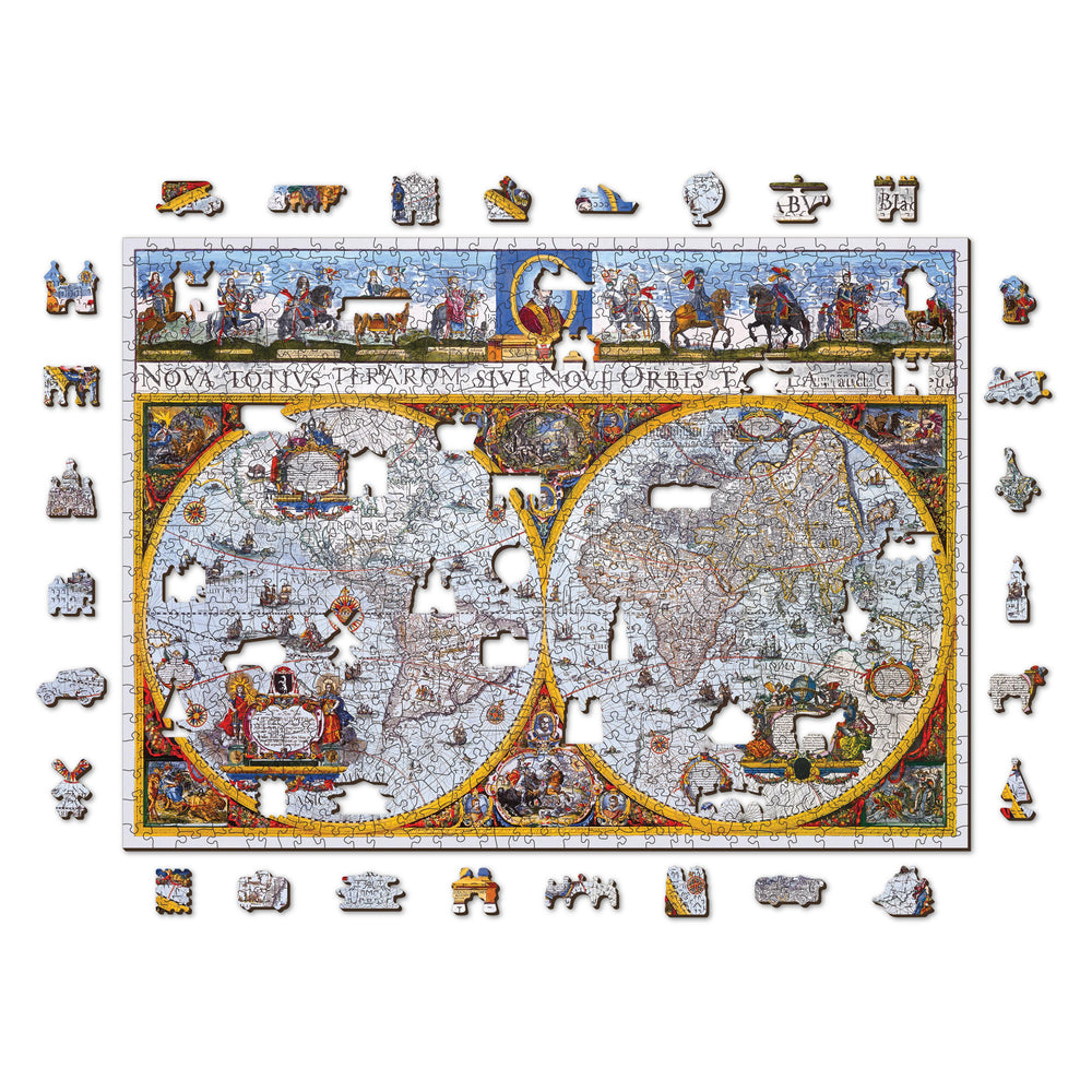 Nova Terrarum Antique Map 750 Piece Wood Jigsaw Puzzle Wooden City (ONLINE ORDER ONLY)