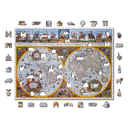 Nova Terrarum Antique Map 750 Piece Wood Jigsaw Puzzle Wooden City (ONLINE ORDER ONLY)